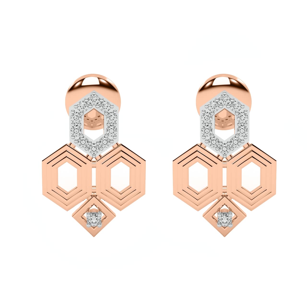 Zoe Hexagon Pattern Diamond Earring