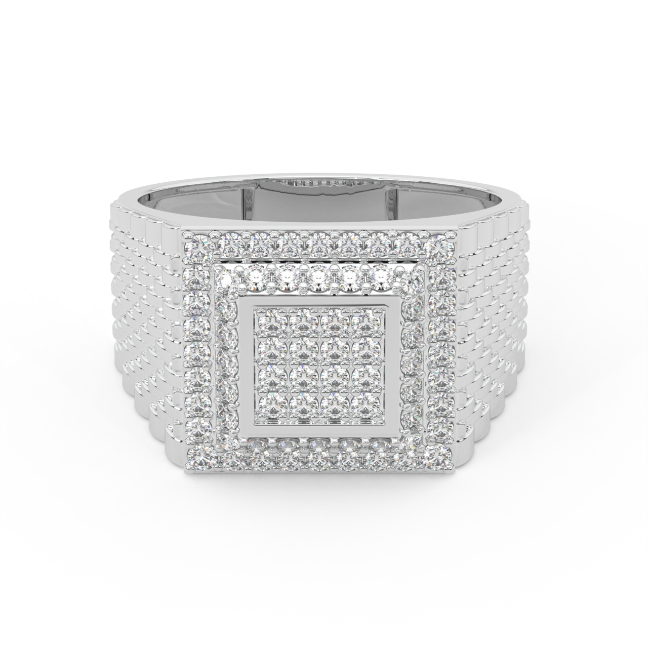 Minimal Square Diamond Ring For Him