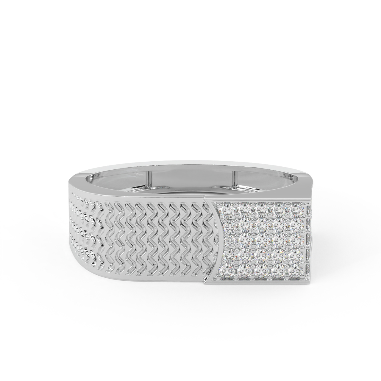 Mesh Gleaming Diamond Men's Ring