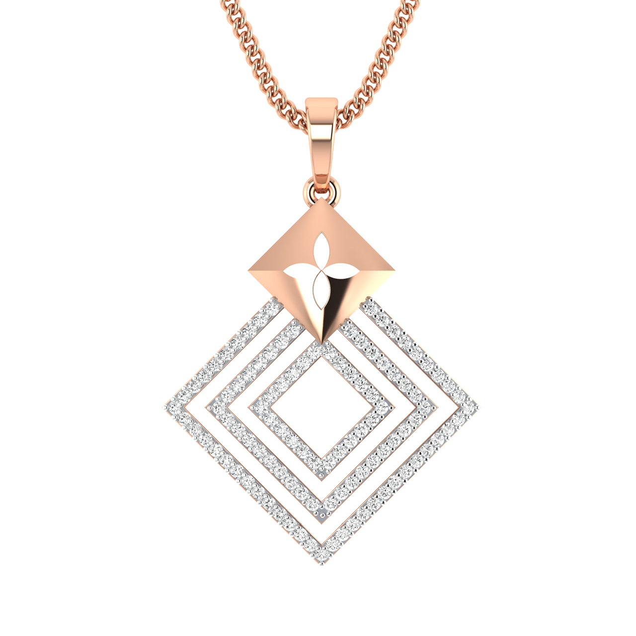 Triple Square Design Diamond Pendant