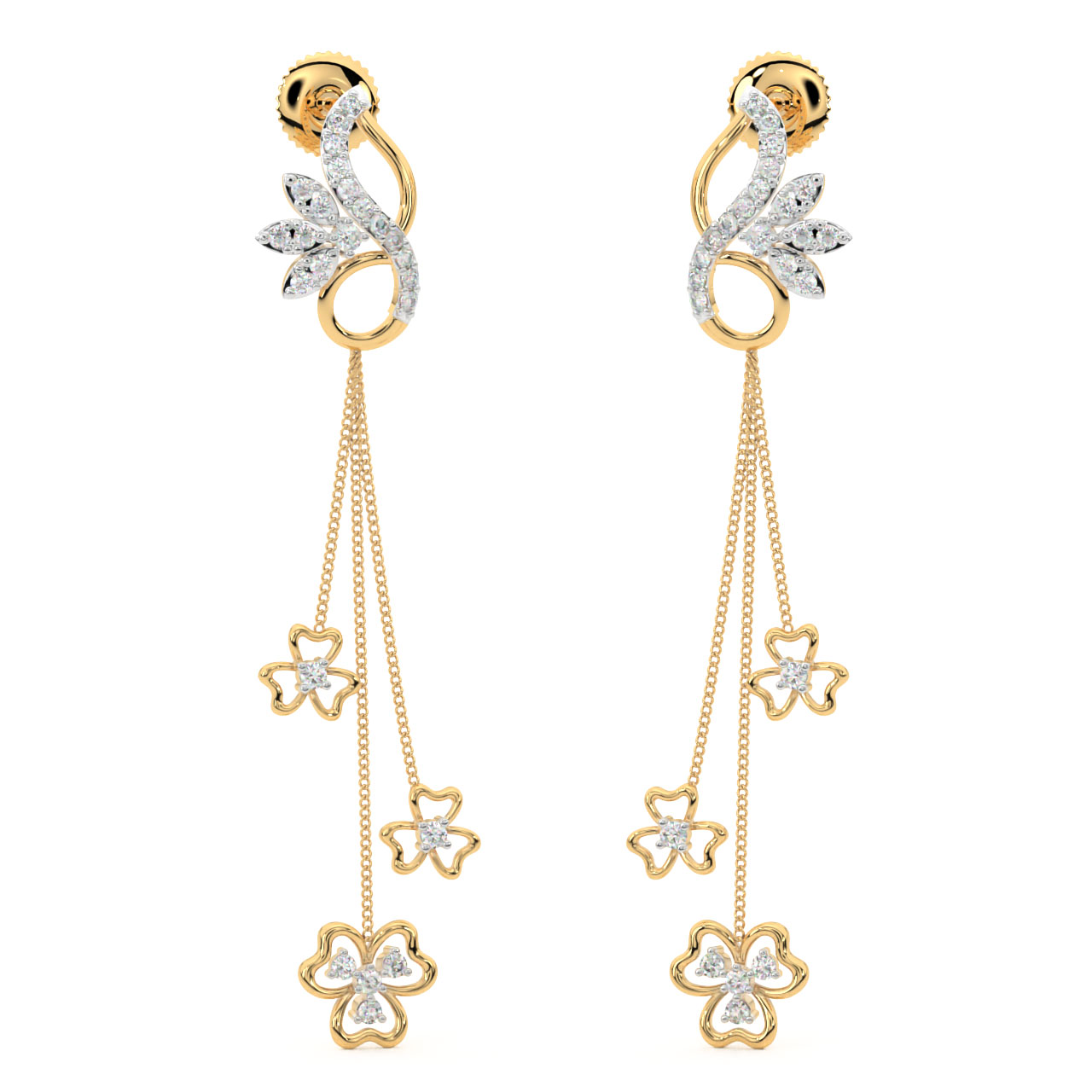 Nen Round Diamond Dangler Earrings