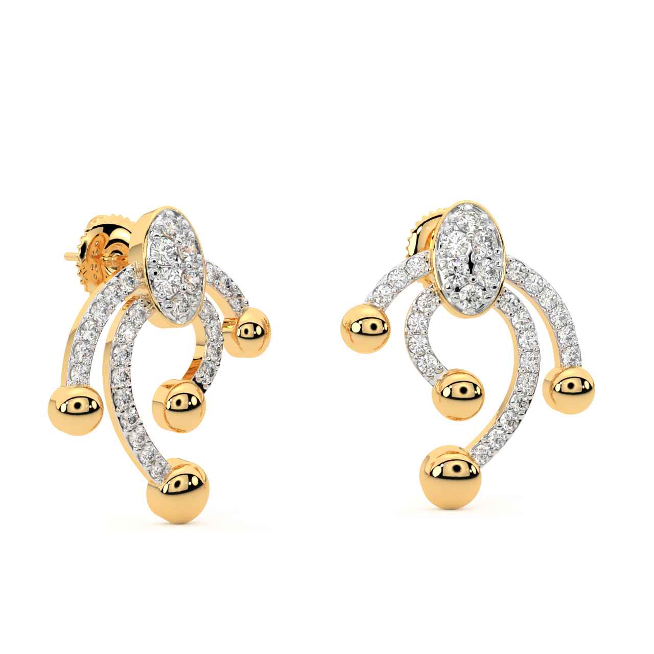 Gold Elegant Boho Diamond Earrings