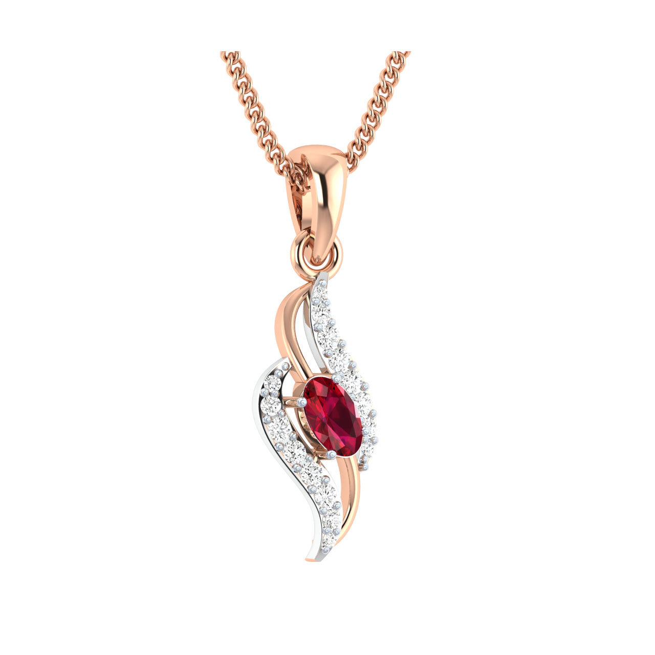 Aila Red Stone Gold and Diamond Pendant For Her