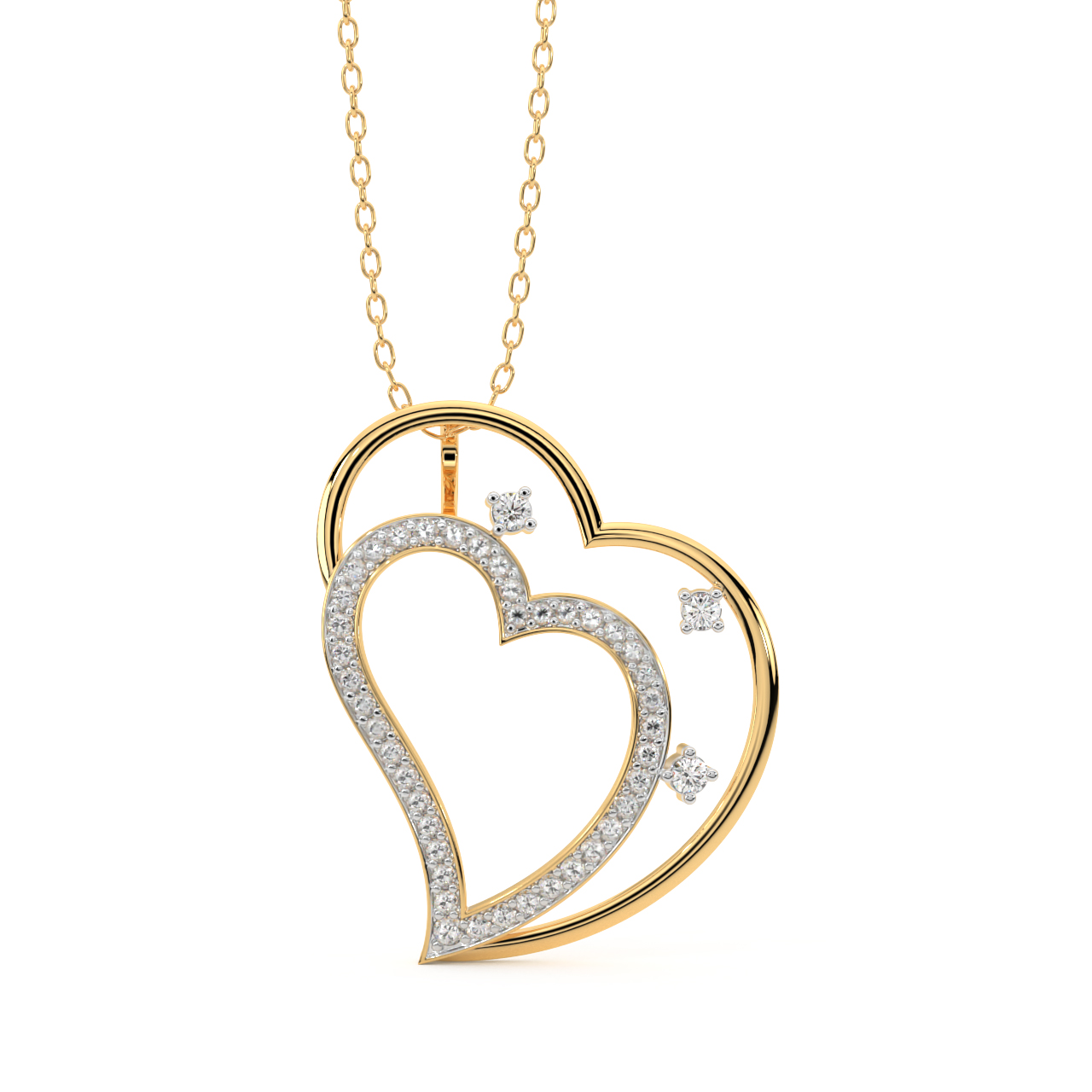 Dual Heart Shape Diamond Pendant