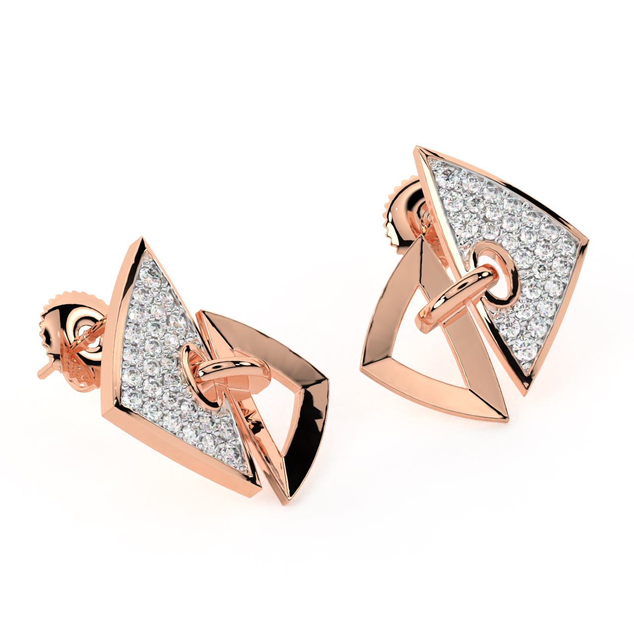 Tiny Trinity Diamond Stud Earrings