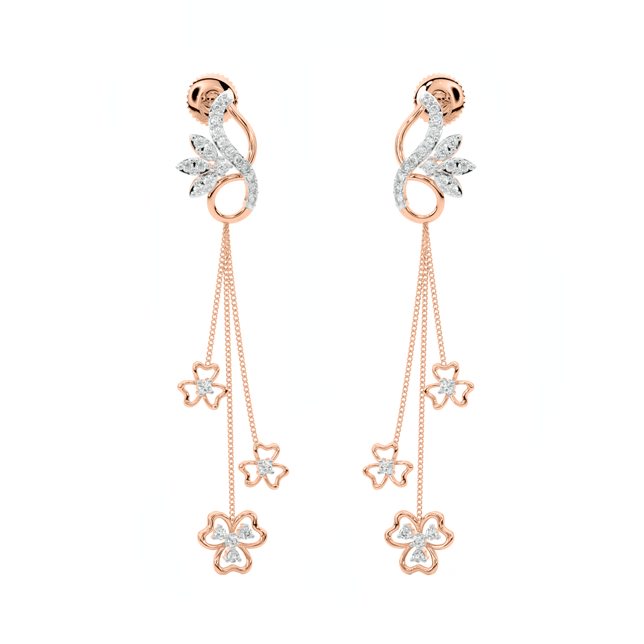 Nen Round Diamond Dangler Earrings