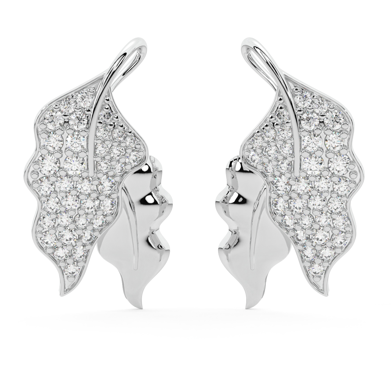 The Leafy Shape Diamond Stud Earrings