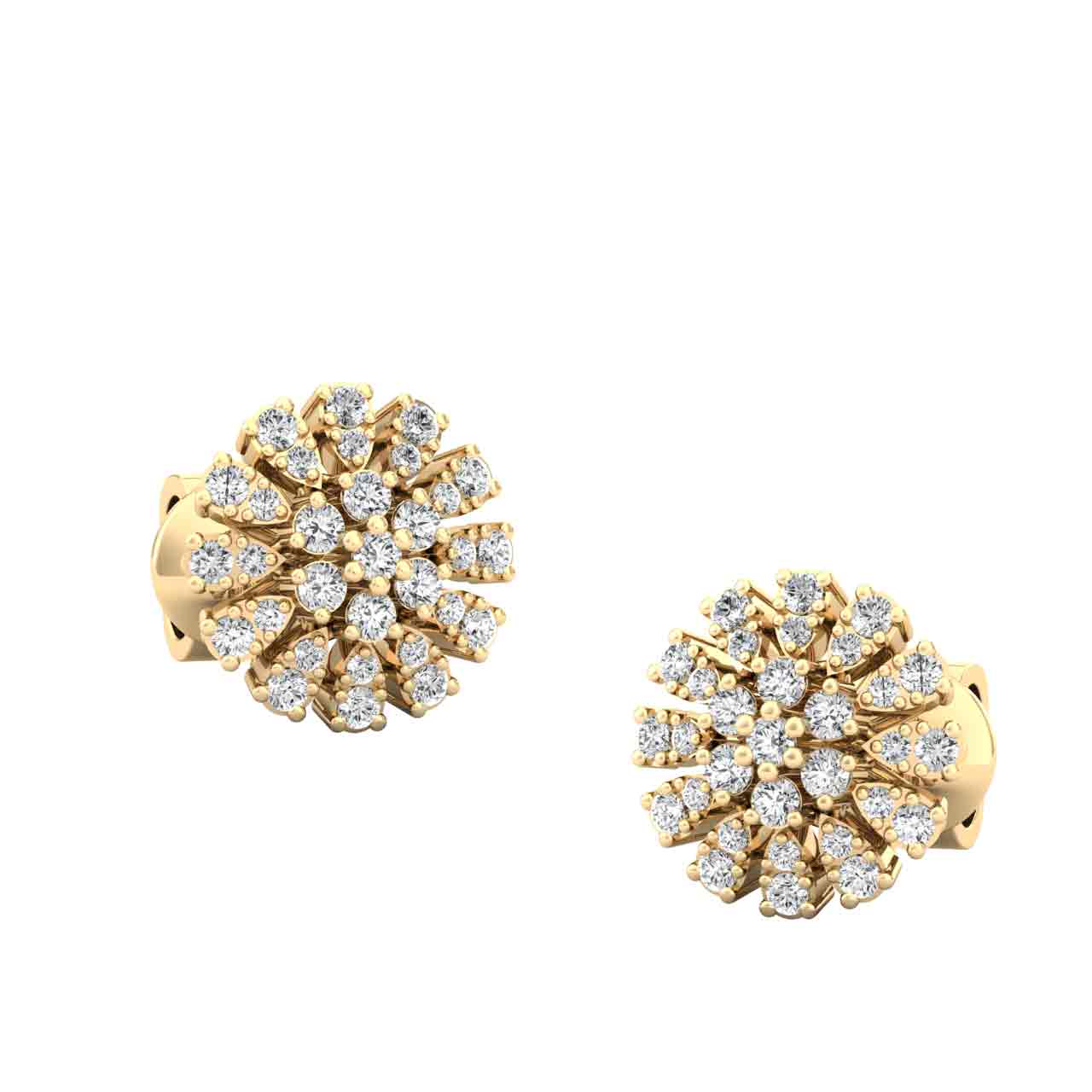 Gold Sunflower Earrings Diamonds Studs
