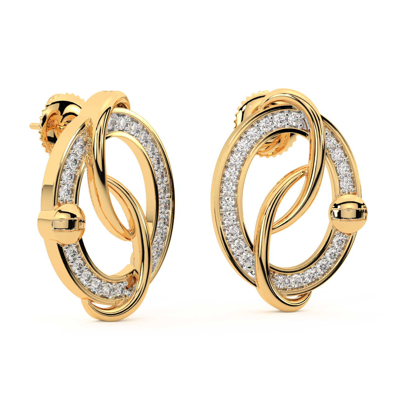 Evergreen sheen Gold Diamond Earrings