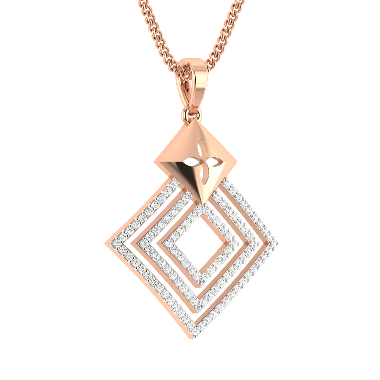 Triple Square Design Diamond Pendant