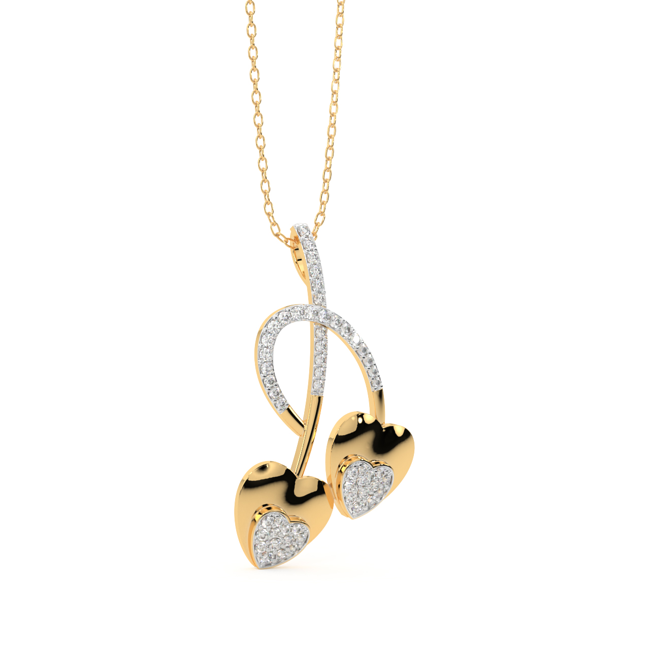 Twin Heart Diamond Pendant in Heart Shape