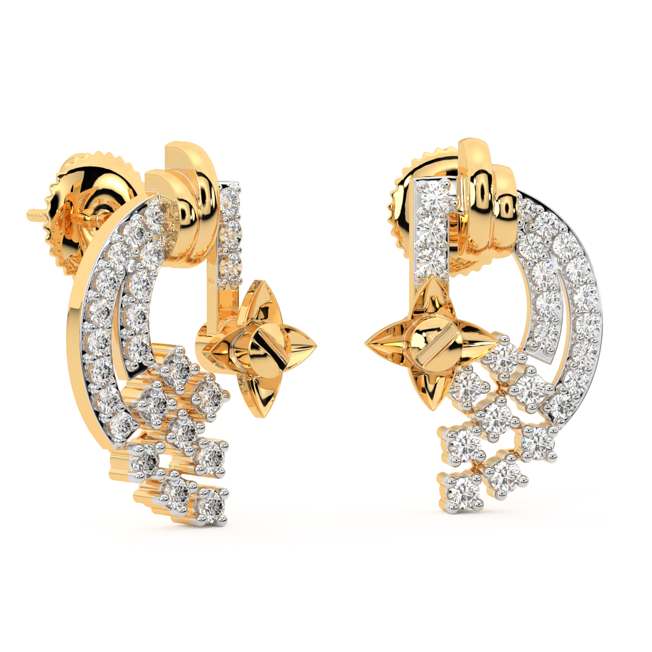 Gold Star Diamond Stud Earrings