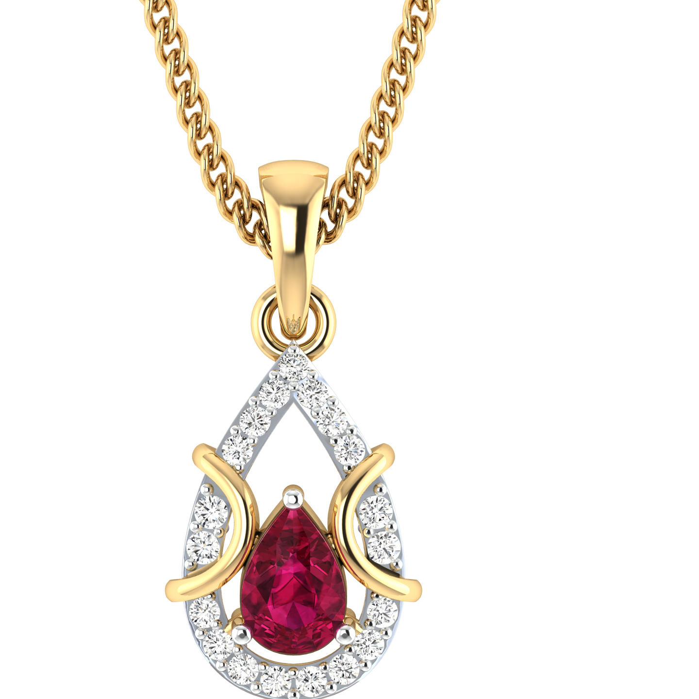 Robin Red Stone Diamond Pendant For Office Wear