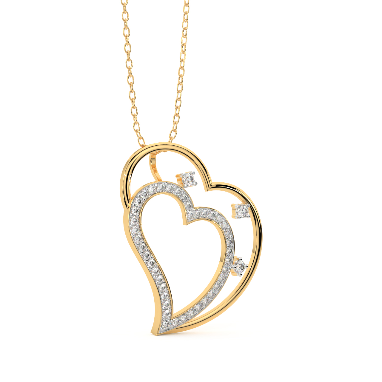 Dual Heart Shape Diamond Pendant