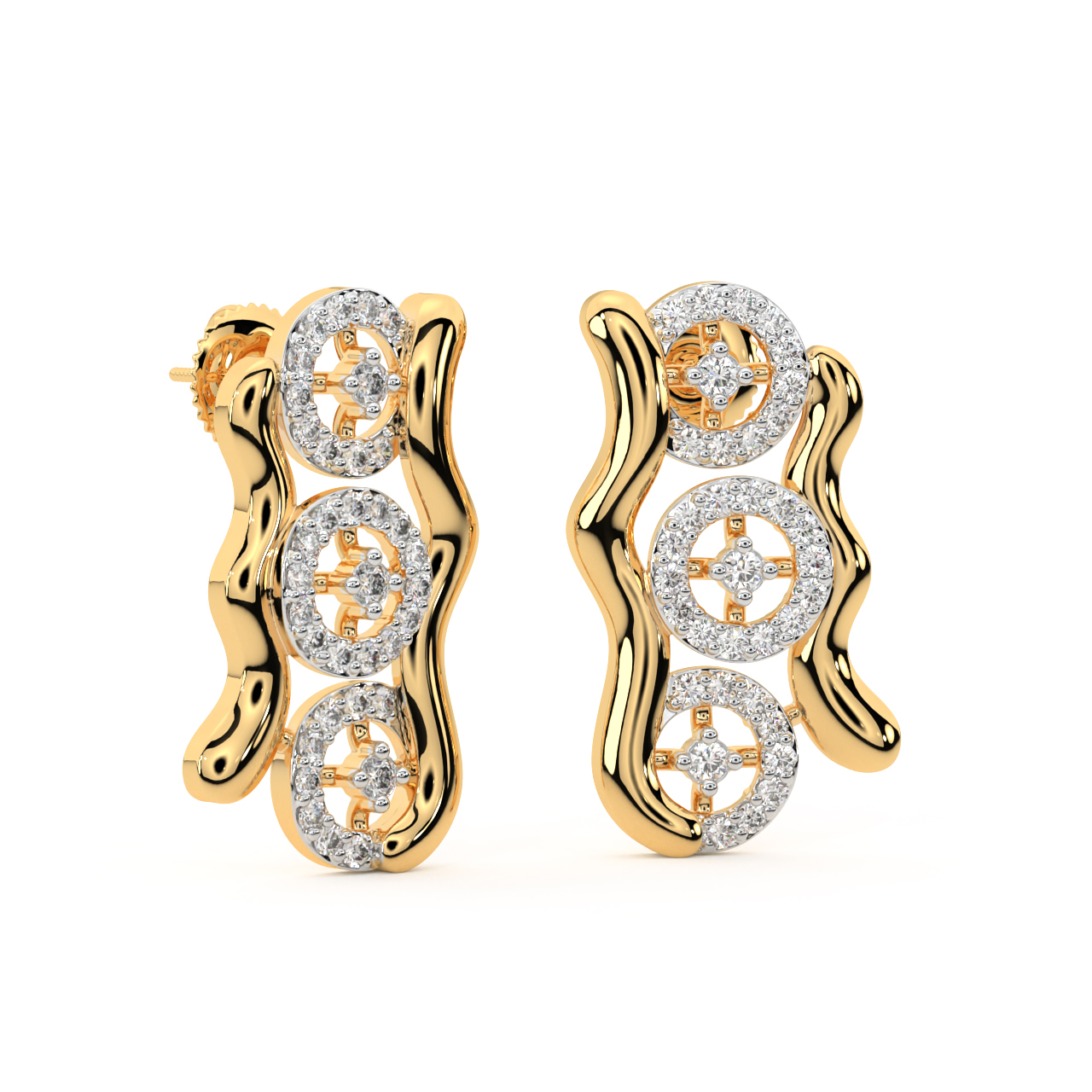 Wheel Design Diamond Stud Earrings