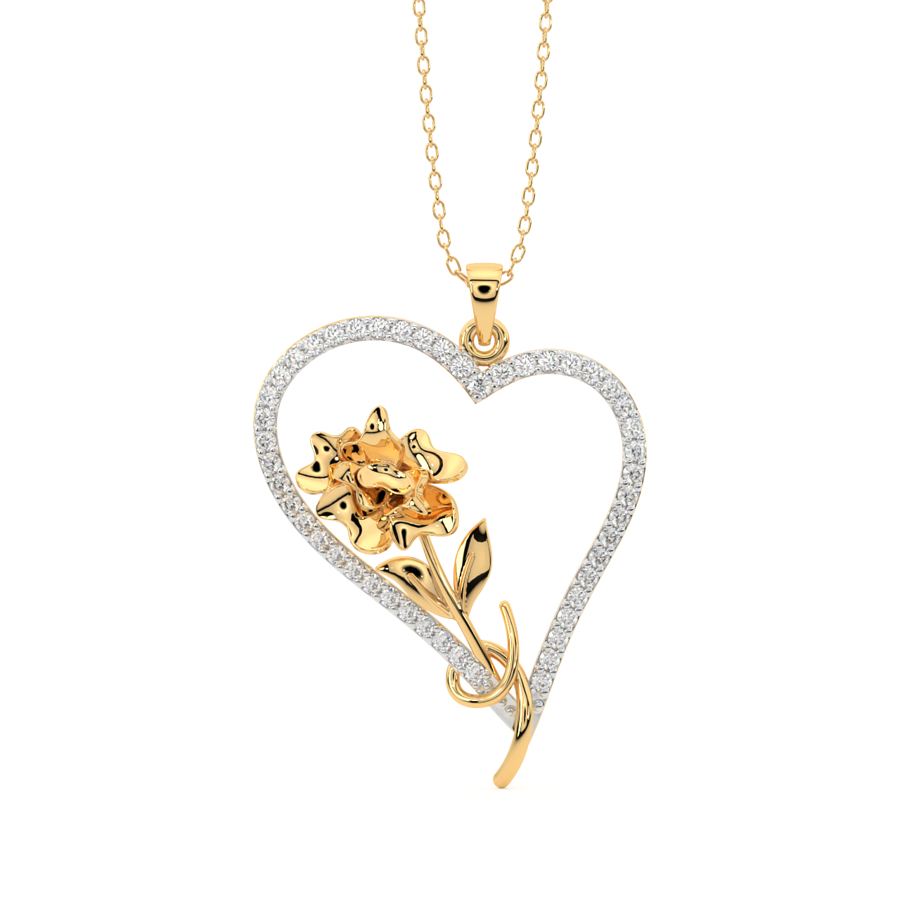 The Rose in Heart Shaped Pendant