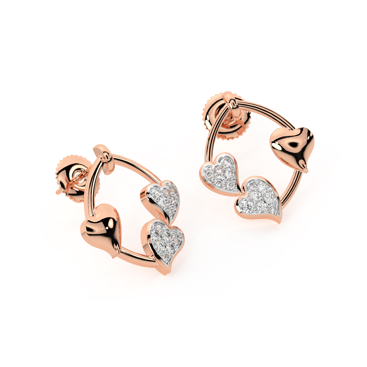 Gold Hearty Hit Diamond Stud Earrings