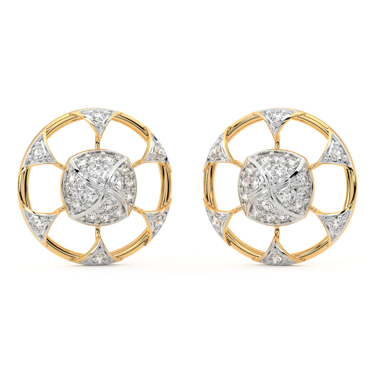 Nari Round Diamond Stud Earrings