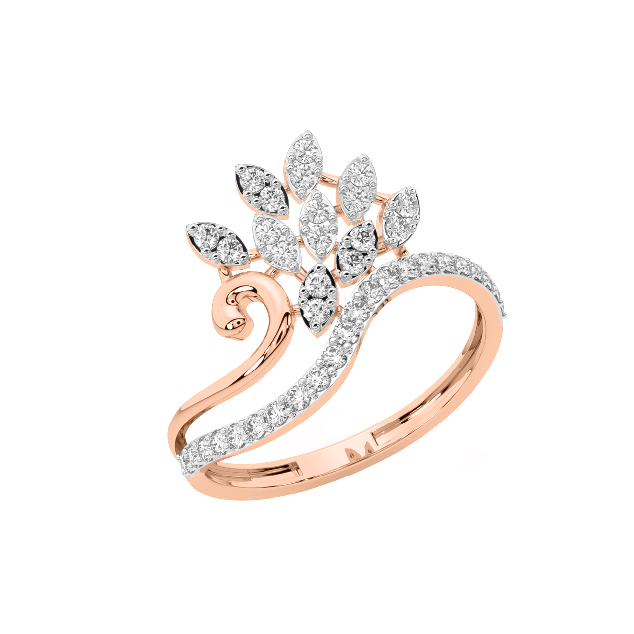 Swan Design Engagement Diamond Ring