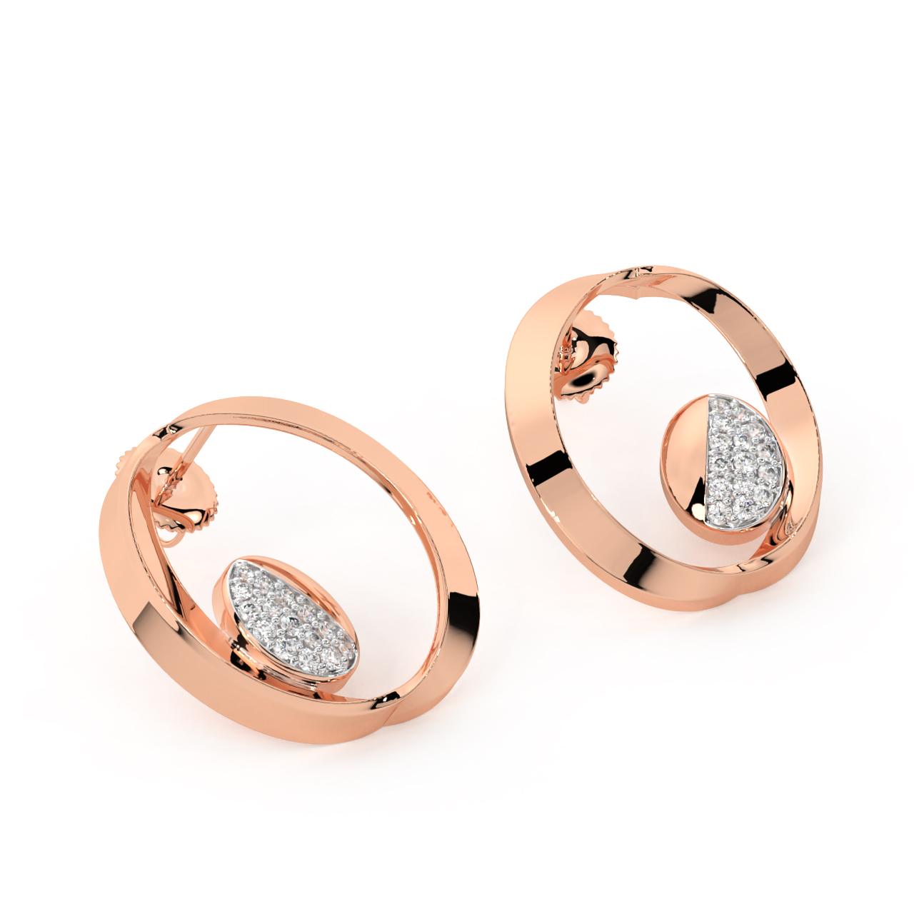 Diamond Shimmering Sphere Stud Earrings