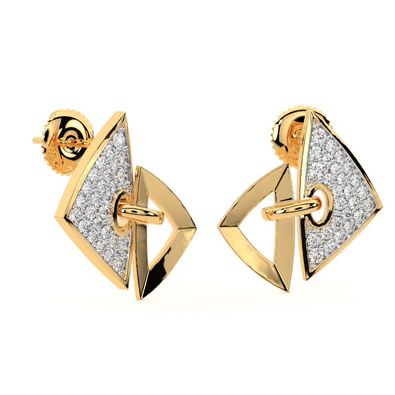 Tiny Trinity Diamond Stud Earrings