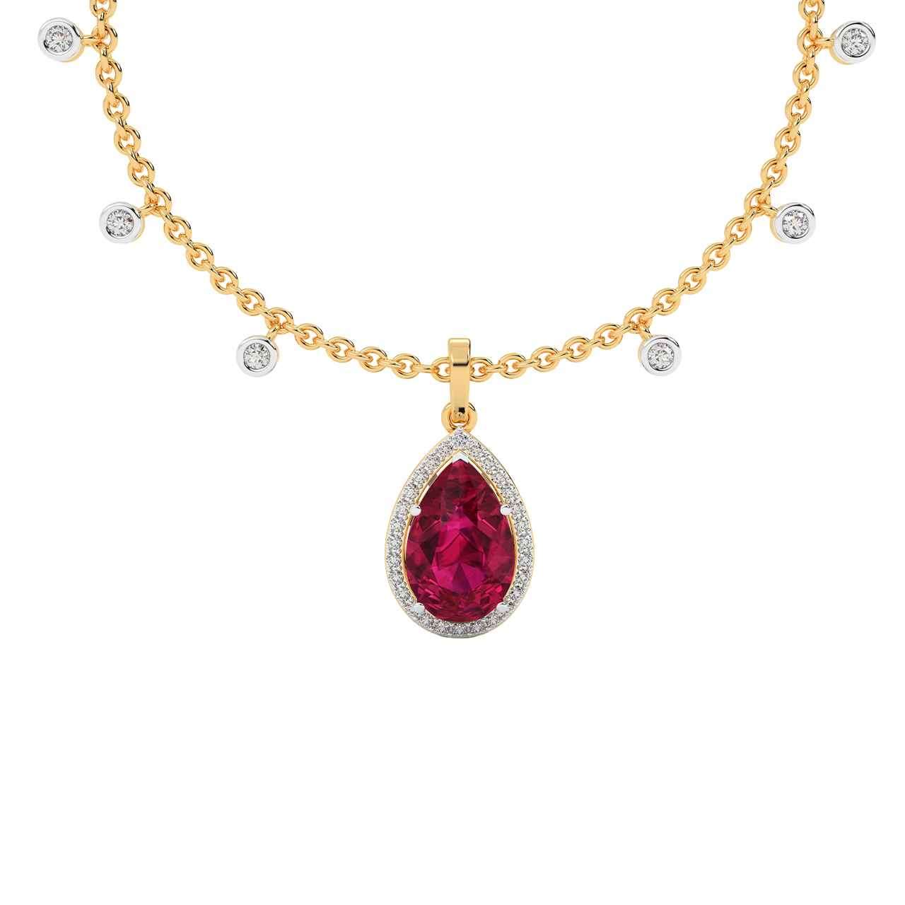 Faceted Ruby Beaded Gold Filled Necklace With a Bezel Set Ruby Oval an –  Joann Lysiak Gems