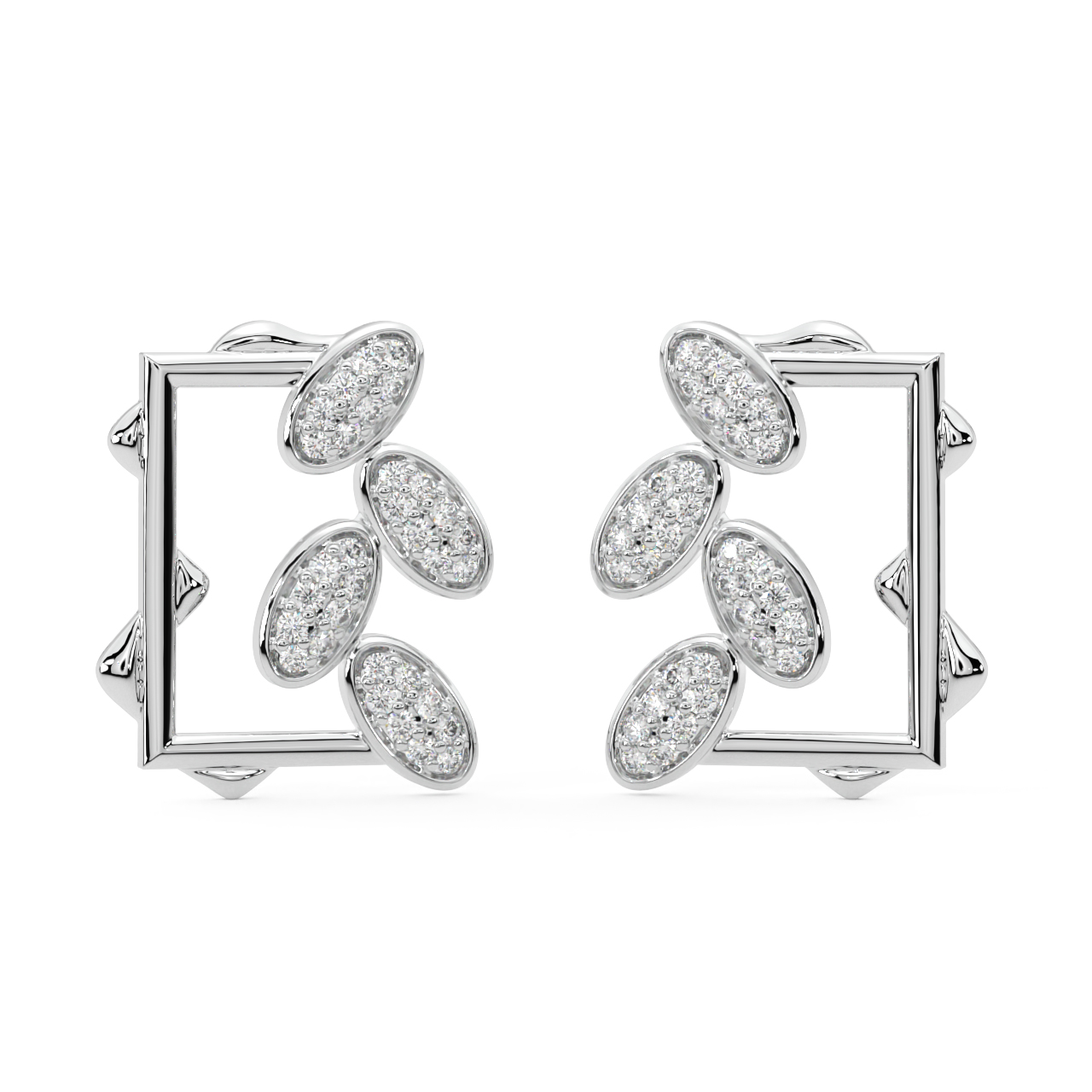 Stylish Windowpane Diamond Earrings