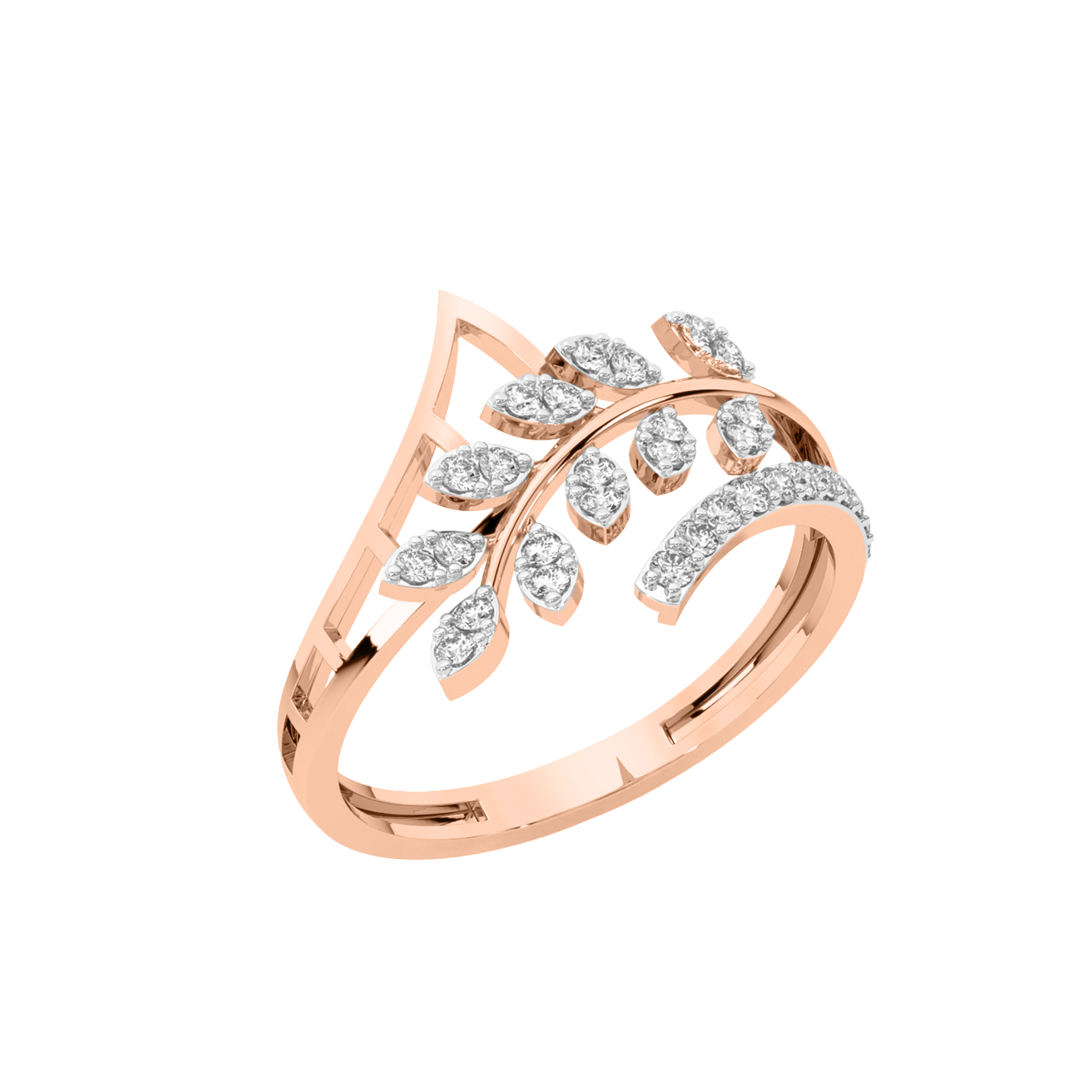 Shiny Leafy Diamond Ring