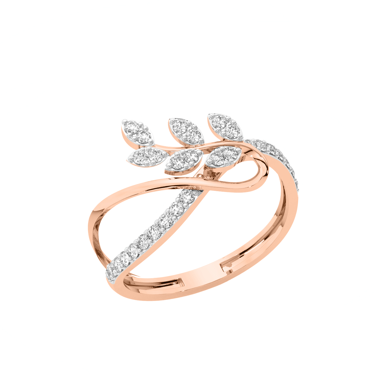 Designer Leaf Diamond Engagement Ring