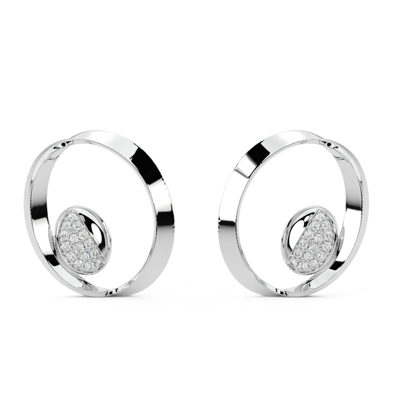 Diamond Shimmering Sphere Stud Earrings