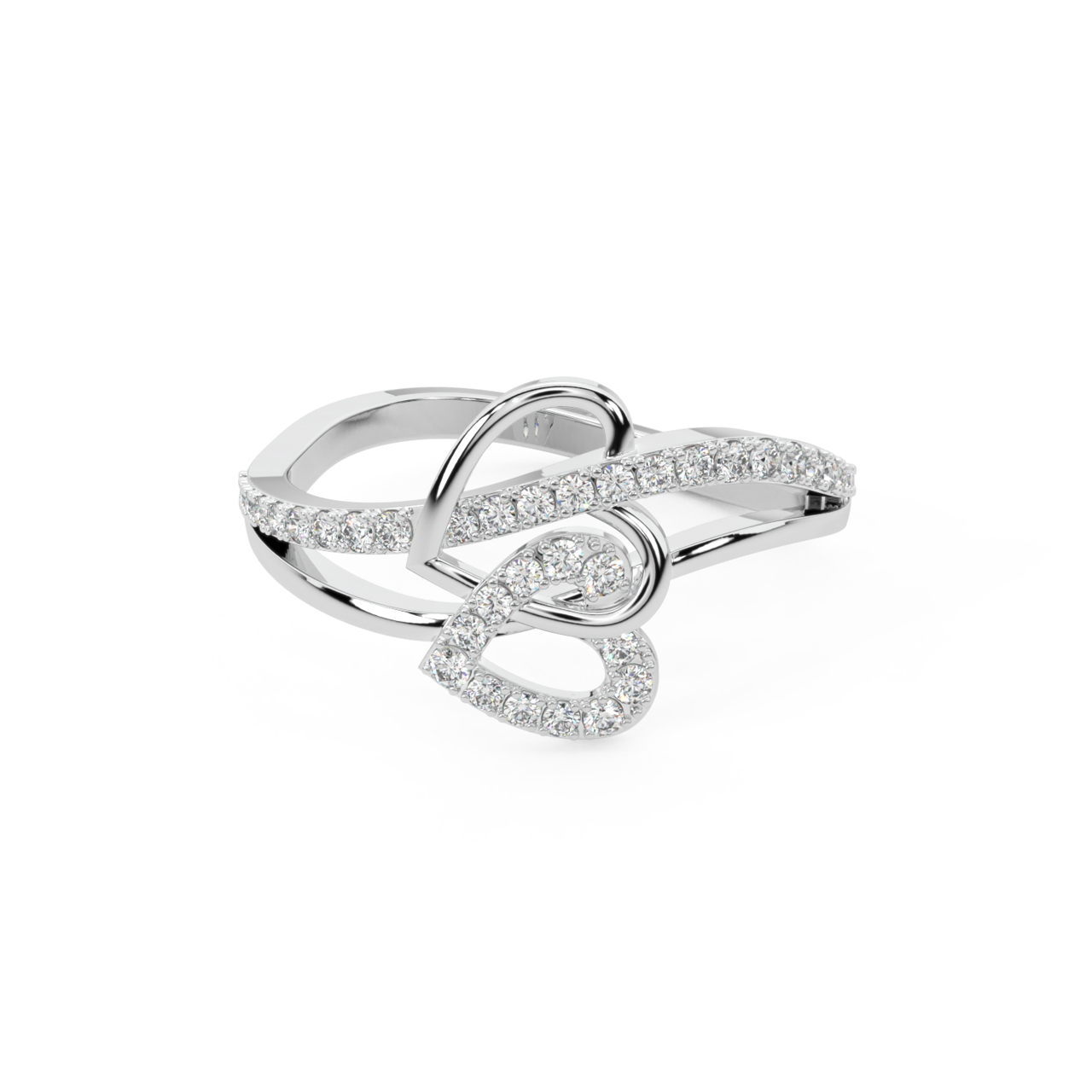 Linked Heart Diamond Ring