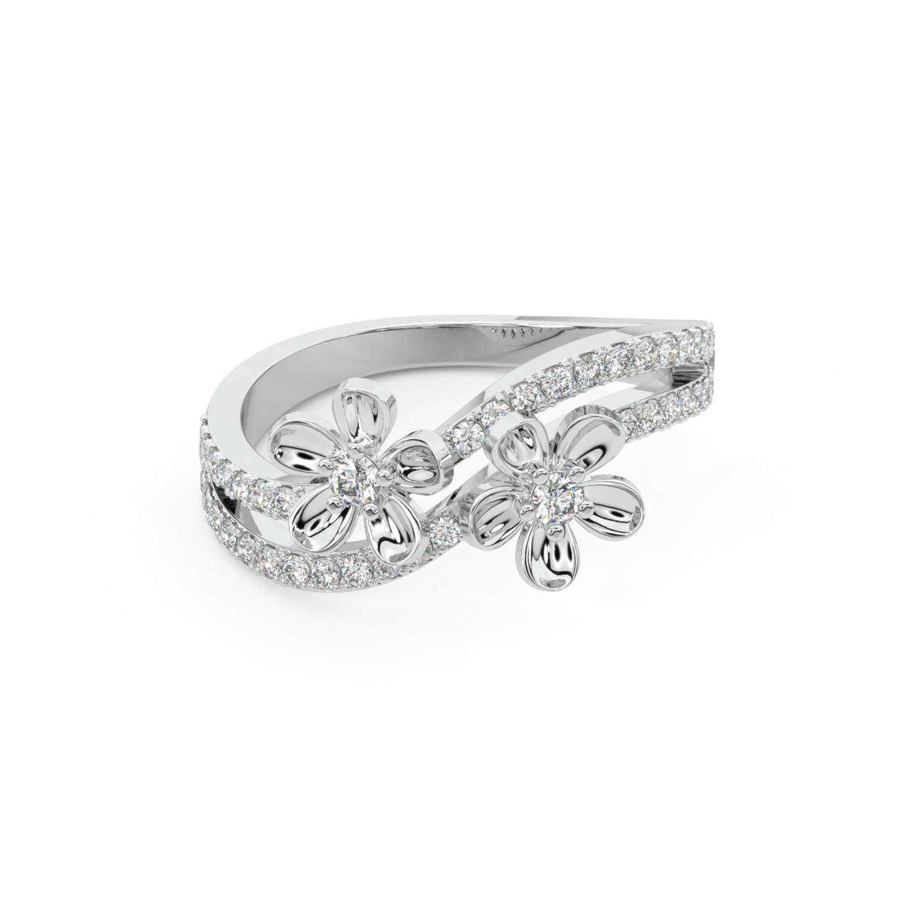 Inter Cross Flower Engagement Ring