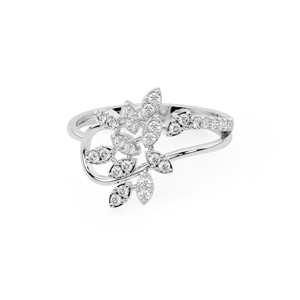 Spring Leaves Diamond Engagement Ring