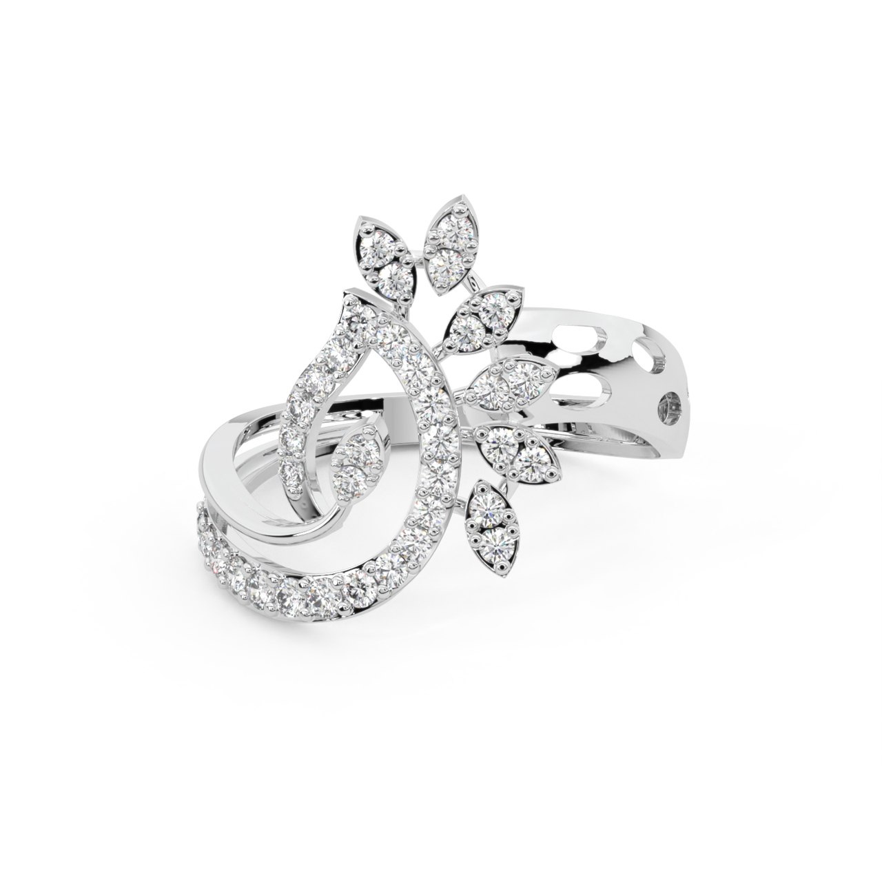 Leaf Pattern Diamond Ring