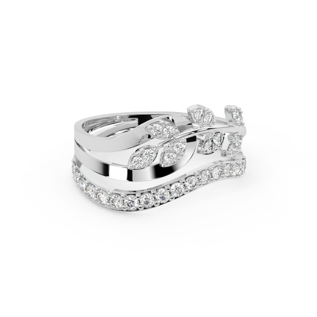Gold Leafy Diamond Engagement Ring