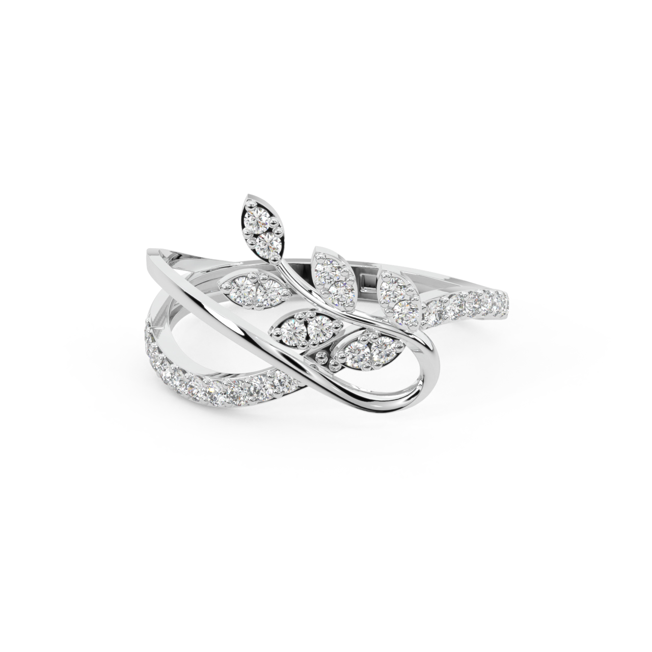 Designer Leaf Diamond Engagement Ring