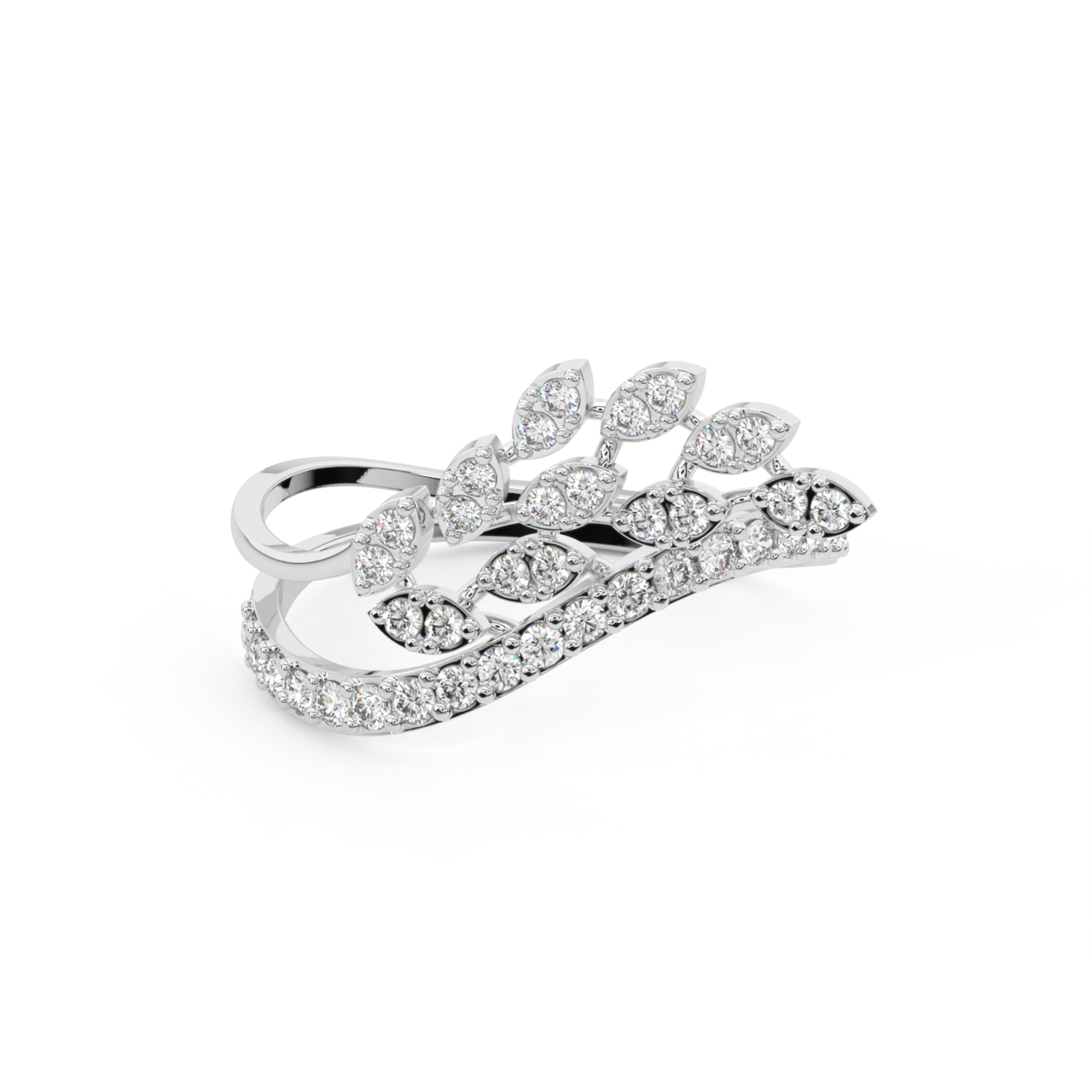 Charming Leave Diamond Ring