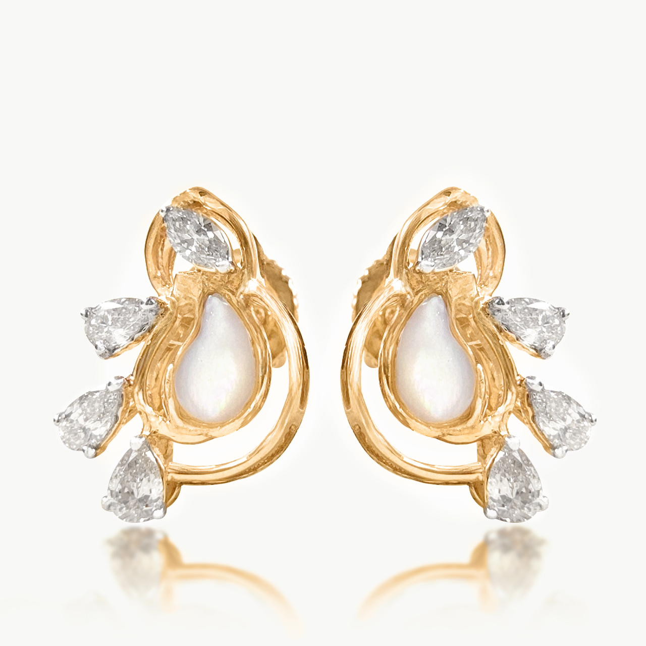 Pear Petal Swirl Diamond Studs