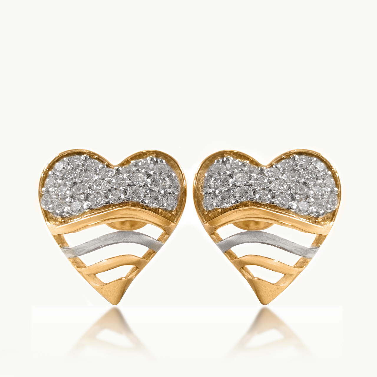 Wavy Heart Diamond Studs