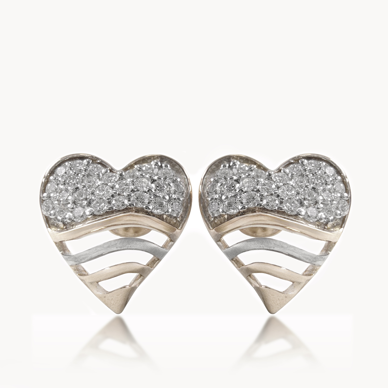 Wavy Heart Diamond Studs