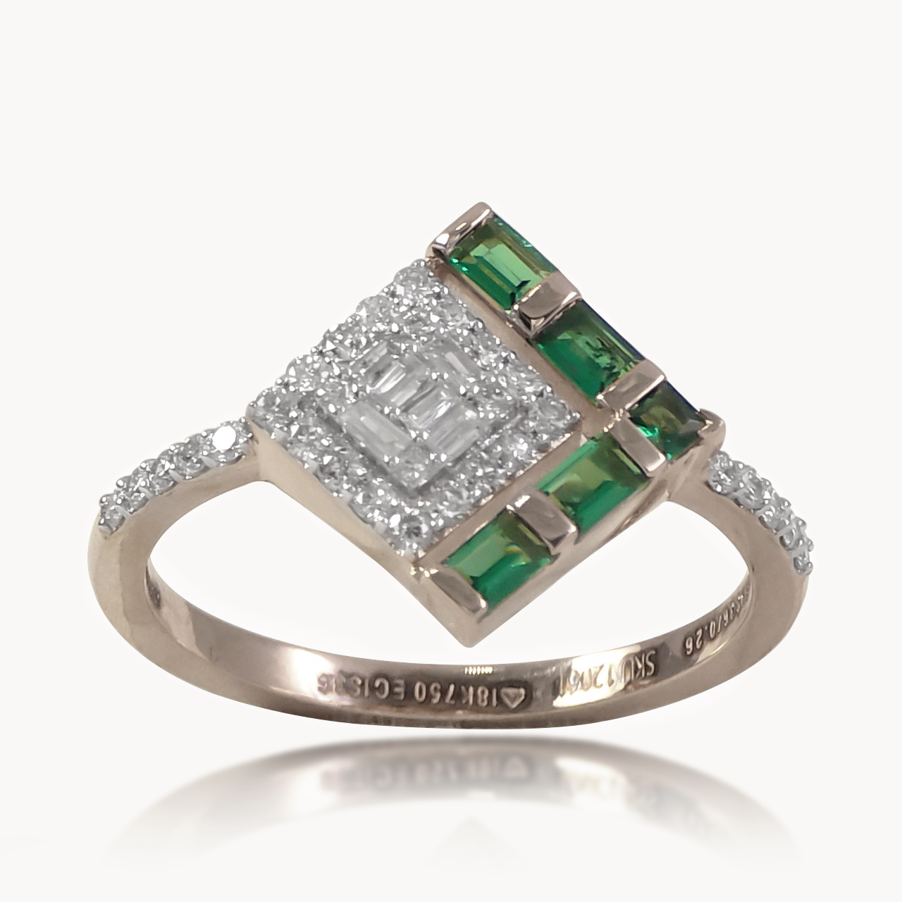 Green Stone Diamond Rings
