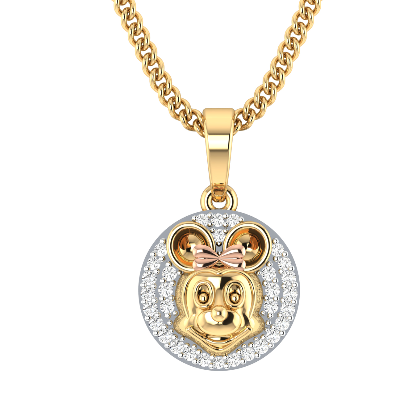 Minnie Mouse Diamond Pendant For Kids