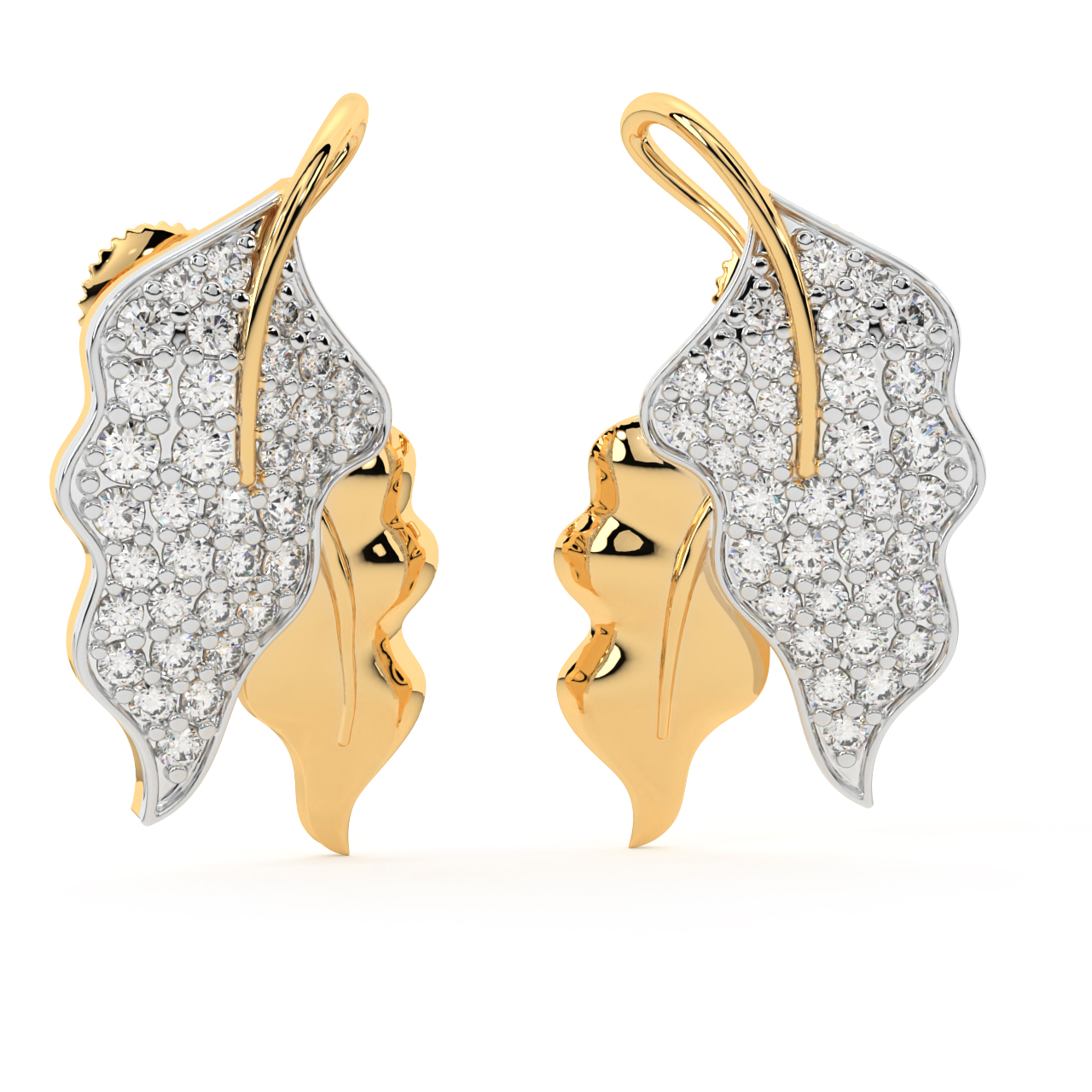 The Leafy Shape Diamond Stud Earrings