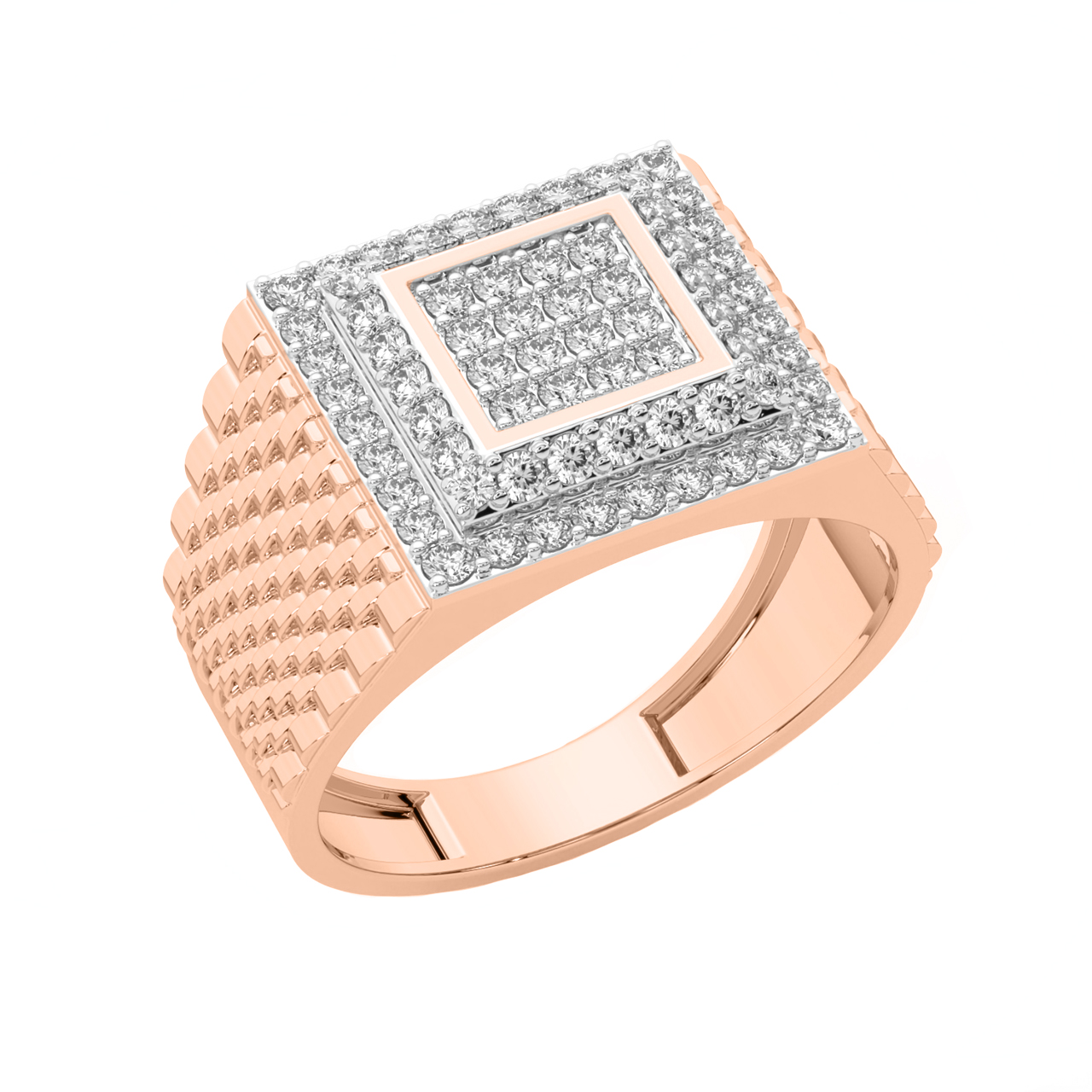 Minimal Square Diamond Ring For Him