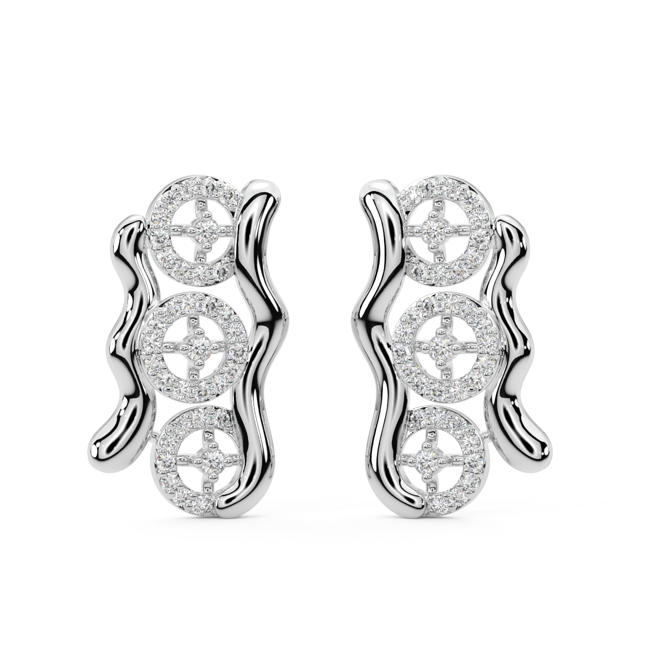 Wheel Design Diamond Stud Earrings