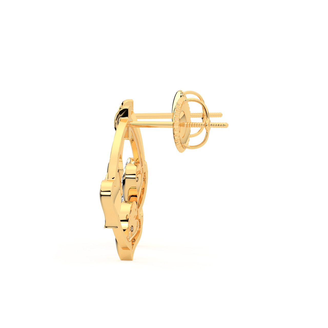 Gold Hearty Hit Diamond Stud Earrings