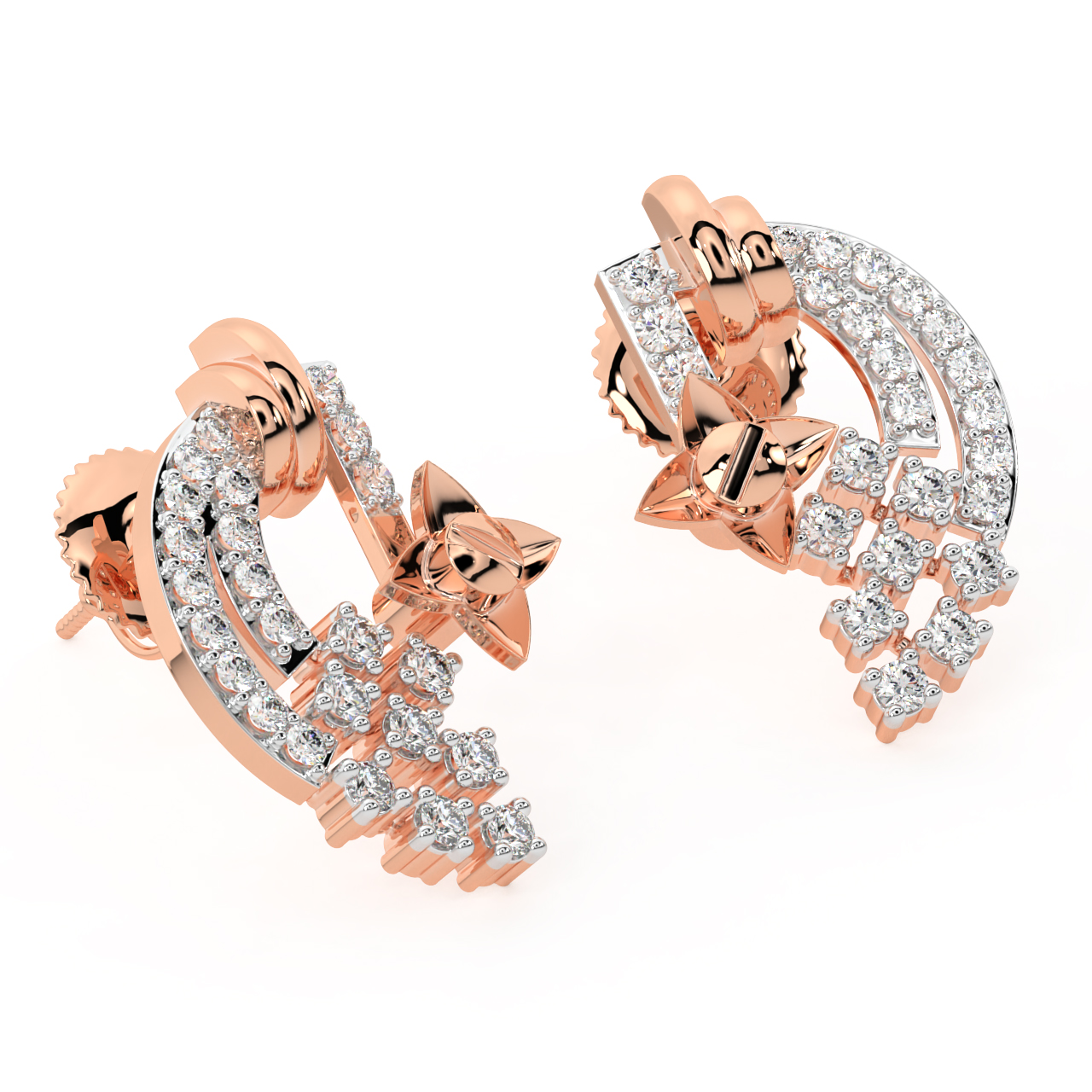 Gold Star Diamond Stud Earrings