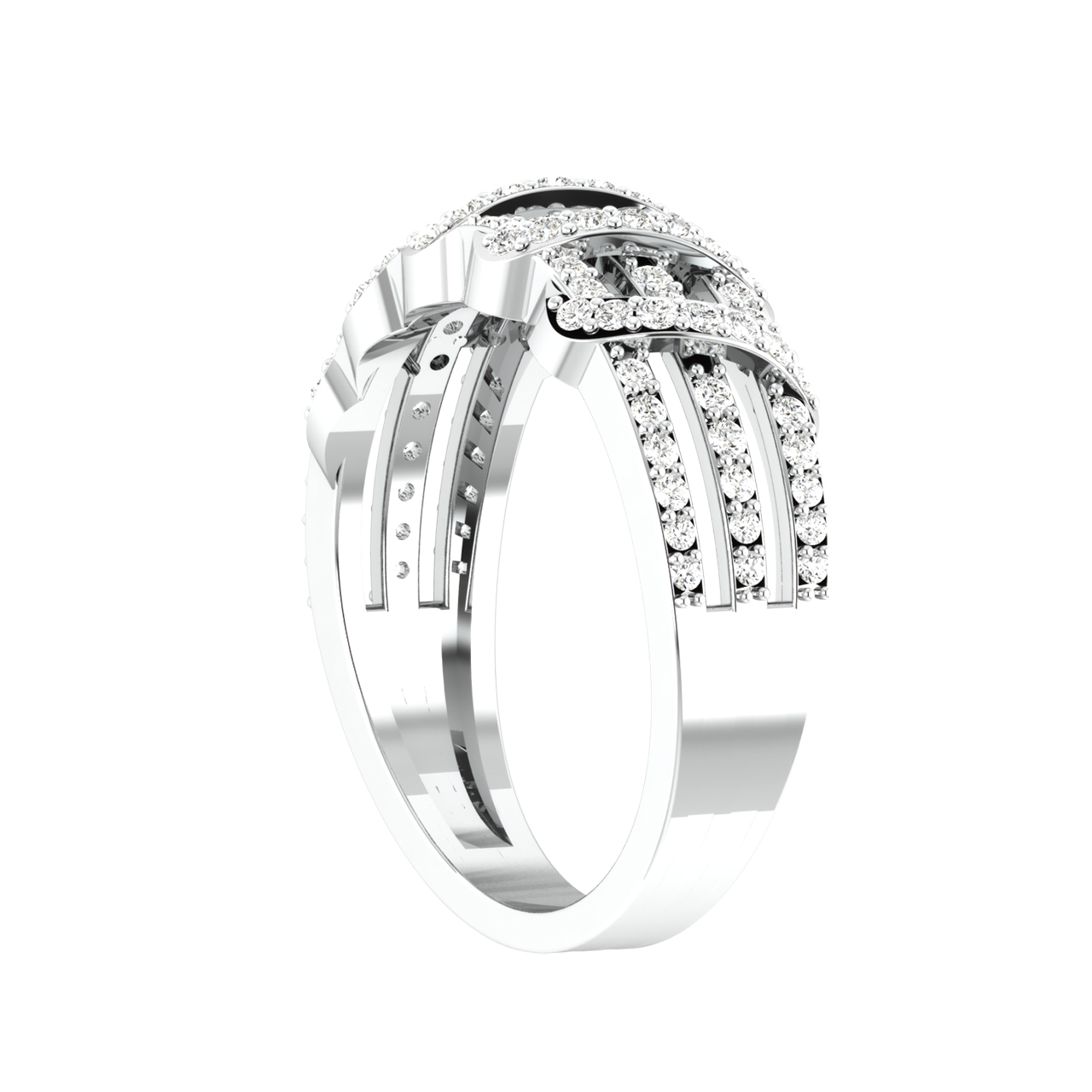 Overlapping Diamond Engagement Ring