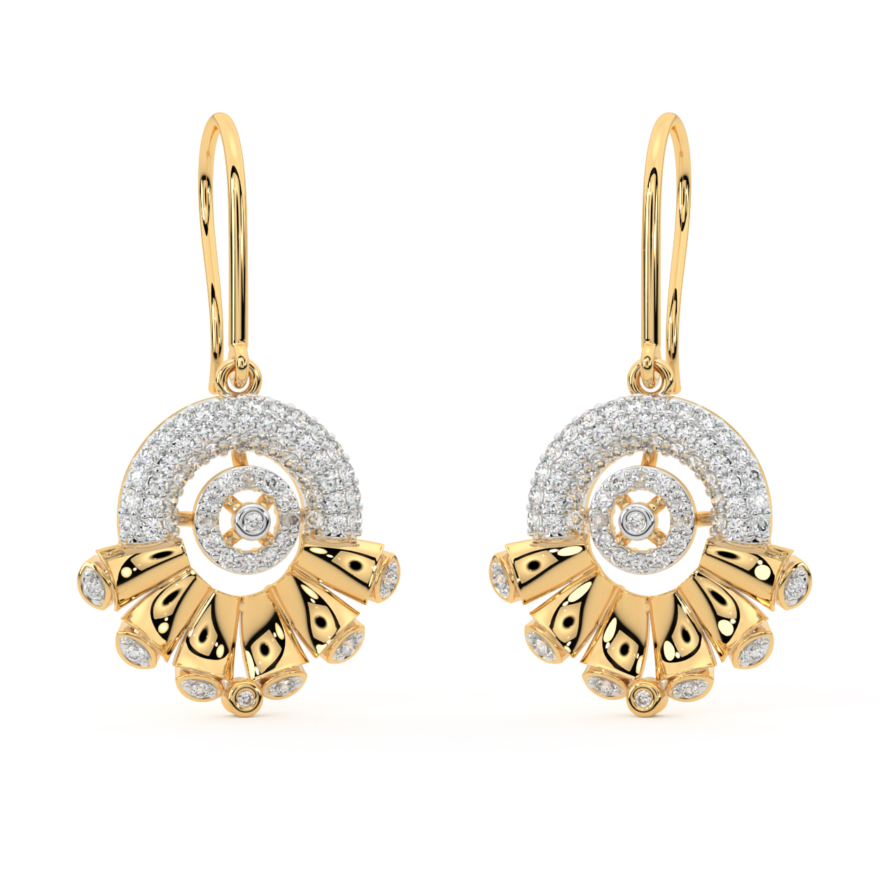 Buy Earrings Online | Brilliant Elaborate Diamond Earrings from Indeevari