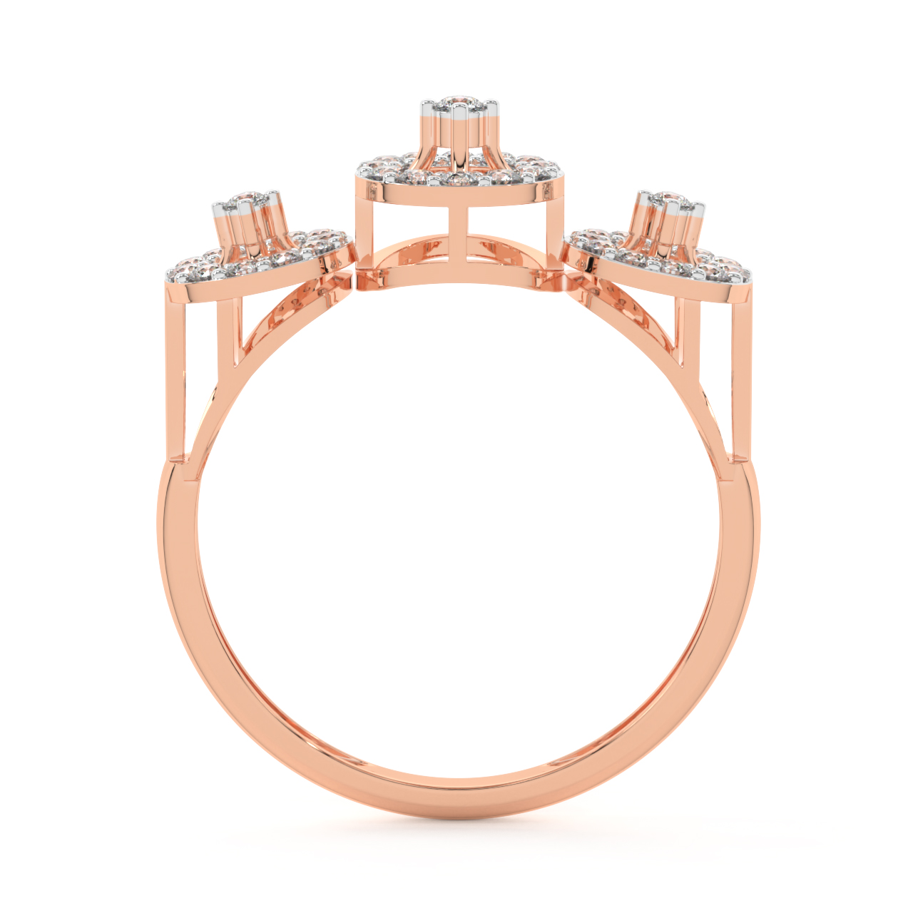 Tri Circle Diamond Engagement Ring